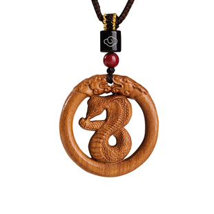 庆祥泰天然桃木十二生肖吊坠护身符男2026马本命年挂件吉祥佩戴物