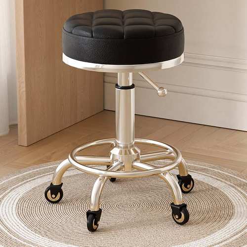 升降转椅圆凳美发美甲椅子美容凳子滑轮理发店椅美容院专用大工凳