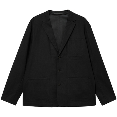 杰克琼斯男装秋季西服宽松多口袋纯色日常通勤款纽扣百搭长袖上衣