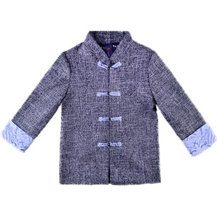 男童2025棉麻唐装汉服冬季原创宝宝拜年服上衣中国风演出服外套