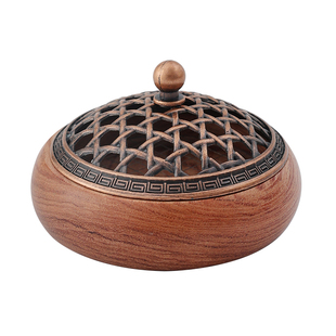 胡桃木茶道香炉家用沉香香料香薰炉香插线香底座小檀香盘香架实木