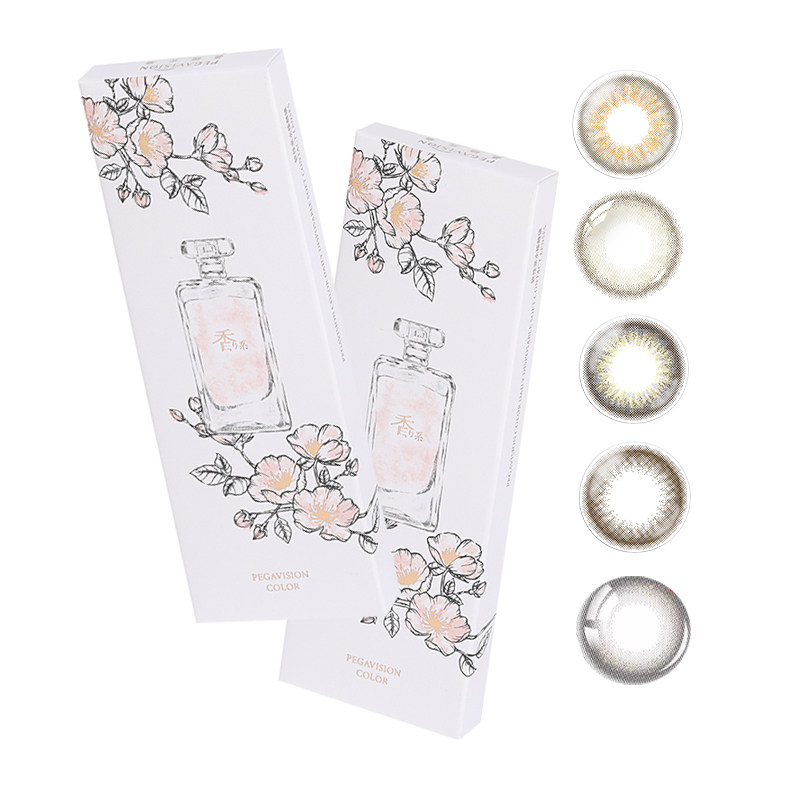 晶硕香水日抛彩色近视隐形眼镜自然大小直径丁香灰美瞳10片黑兰花