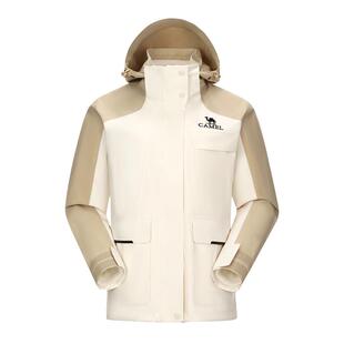 骆驼户外滑雪服男女款冬季防风防水三合一旅游登山服外套冲锋衣女