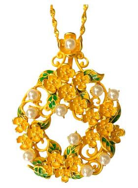 古法镀金金桂馥兰香吊坠女