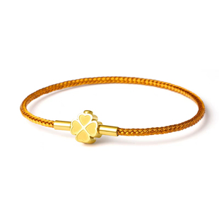 幸运四叶草手绳手链可穿3D转运珠红绳防水保色可穿硬金本命年手链