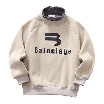 儿童羊羔绒中领卫衣冬季校服神器