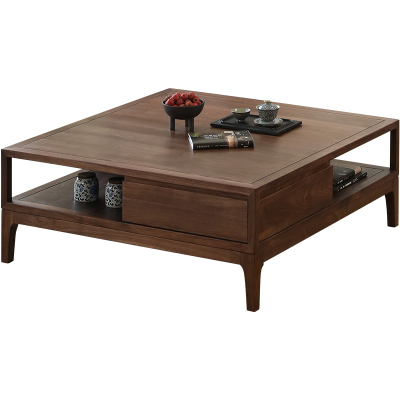 北美黑胡桃木实木正方形大茶几