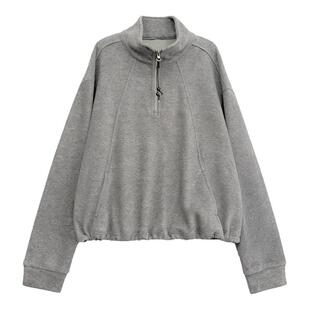 春秋款博主风韩版立领半拉链卫衣女宽松长袖休闲运动风外套上衣