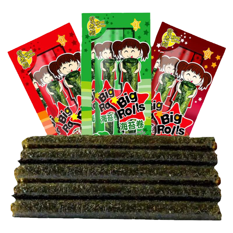 星老板海苔27g香脆海苔卷学生小孩即食烤海苔卷休闲零食整箱包邮
