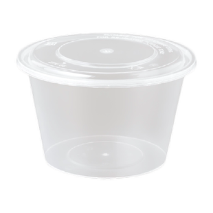 特美居一次性餐盒圆形外卖打包盒便当盒饭盒汤碗带盖野餐保鲜盒