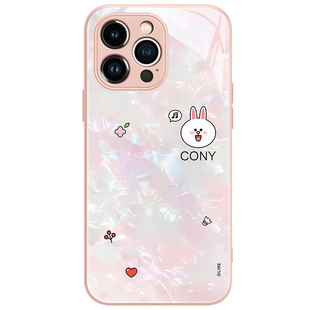 正版布朗熊苹果15promax手机壳16可妮兔iphone13pro卡通12日韩11高级17贝壳纹pro情侣款14plus全包max防摔套