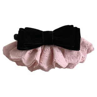 古堡在逃公主~蕾丝裙摆丝绒蝴蝶结香蕉夹韩系少女后脑勺盘发头饰