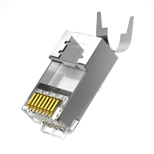 万兆网线水晶头七类穿孔式超六类通孔屏蔽rj45网络监控接头CAT6A7