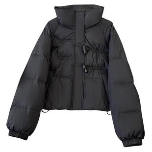 黑色立领短款面包羽绒服女士2025冬季新款宽松爆款小个子保暖外套