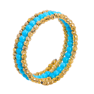 若华珠宝松绿玫瑰#绿松石戒指女18K金多层弹力尾戒玉石文玩指环