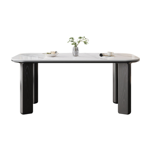 馨佰利岩板实木餐桌家用客厅小户型饭桌新款现代简约风长方形桌子