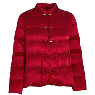 秸熙冬新款复古轻国风新中式醋酸过年羽绒服手工盘扣绣花保暖外套