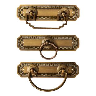 昊天斋抽屉铜拉手仿古中药柜黄铜小拉环书柜衣柜床头柜明装把手