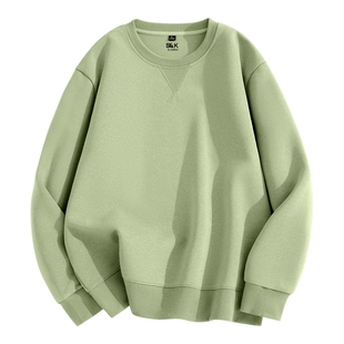 班尼路S&K系列圆领无帽卫衣男款秋季重磅三角领长袖豆绿色外套男A