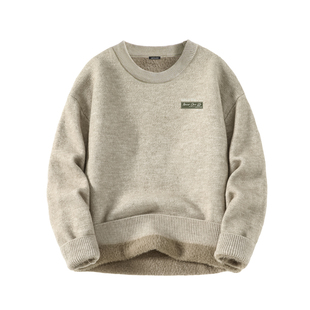 GV真维斯毛衫男新款冬季圆领一体绒内搭男士加绒加厚保暖毛线衣A