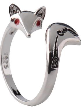 道系九尾银狐藏银戒指狐狸指环