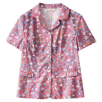 妙采优雅印花衬衫开衫