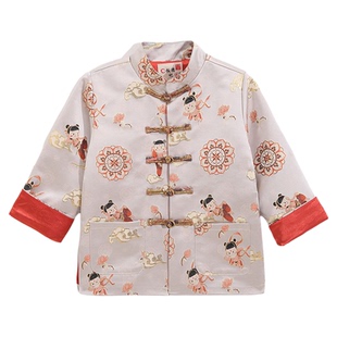 哪吒提花2026新年中式外套薄款儿童唐装男童拜年礼服男宝宝中国风