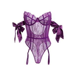 紫色情趣内衣小胸聚拢诱惑装免脱制服女激情战袍蕾丝套装性感睡衣