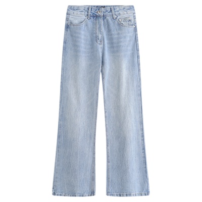 2021m浅蓝色牛仔裤微喇版型