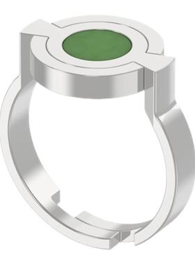 DOVETAIL卯时珠宝环扣经典燕尾榫925银银色饰面碧玉戒指