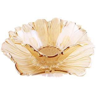 创意现代水晶玻璃水果盘欧式大号果盆客厅茶几家用糖果干果盘轻奢