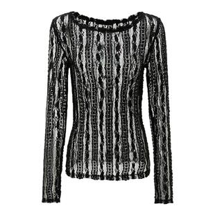 【IU李知恩同款】4muggle一字领蕾丝打底衫镂空针织上衣性感小衫