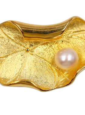 莲叶荷田田丨天然珍珠纯银荷项链