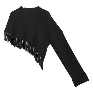 Yifini/易菲设计师款宽松毛织马甲女春秋新款不规则上衣流苏