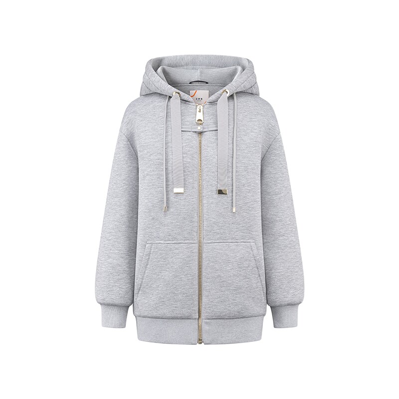 艾莱依卫衣式羽绒服女冬季时尚新款廓形感连帽短款质感抽绳外套潮