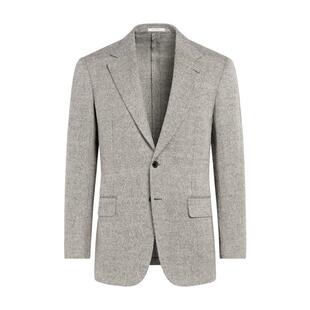 SUITSUPPLY外套黑色桑蚕丝混纺男士西装上衣