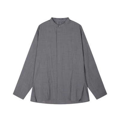 速写奥莱outlets男装秋冬新款衬衫男款长袖衬衣宽松柔软立领优雅