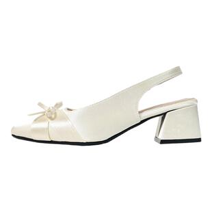 羊皮版sanjuan三卷包方头凉拖鞋女外穿半拖中跟粗跟凉鞋后空单鞋