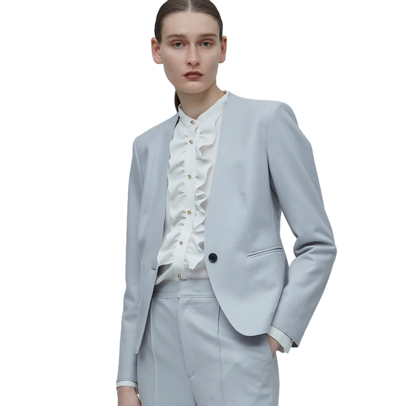 BEIGE,CORBY / 日系简约羊毛精纺无领西装夹克早秋新款时尚