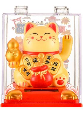 新款招财猫摆件太阳能自动摇手汽车摆件蛋糕装饰创意饰品礼品