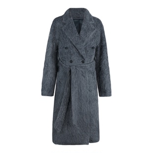 CHU楚妞[卡农]羊绒羊毛拉绒双排扣毛呢大衣2025秋冬季新款女外套