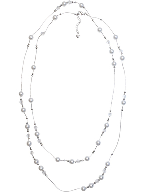 方糖家澳白色满天星珍珠长项链