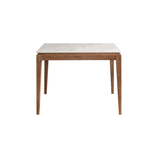 正方形岩板实木餐桌小户型家用北欧洽谈实木小方桌四方省空间饭桌