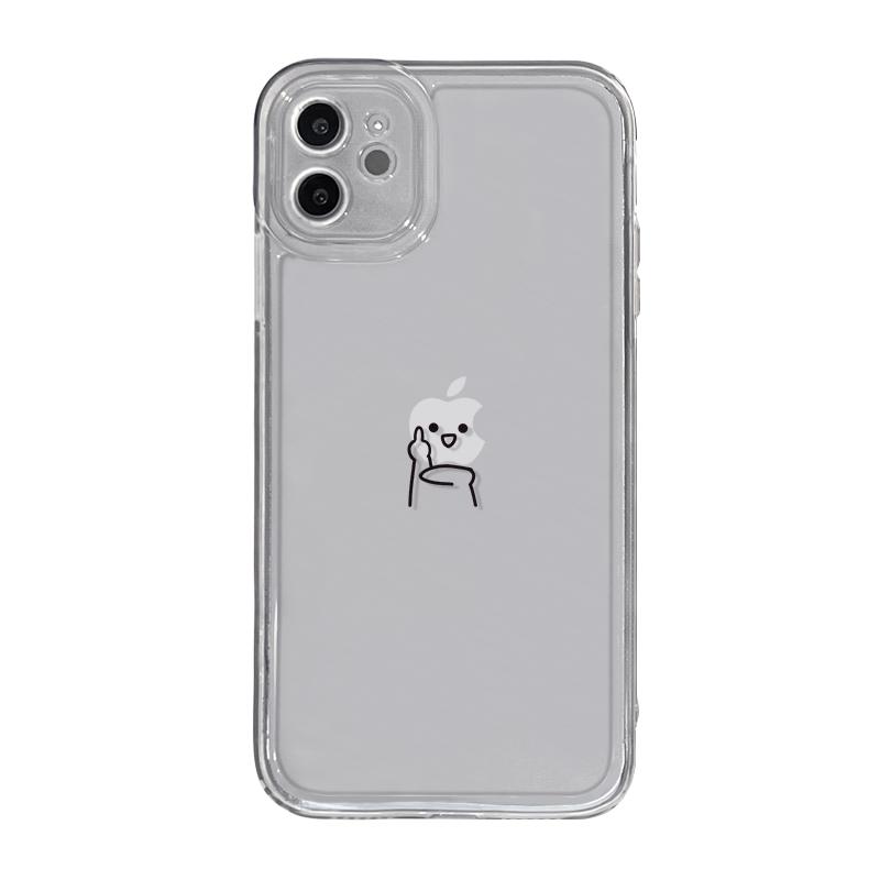 竖中指火柴人适用苹果13手机壳16男15趣味iphone14创意12pro个性11新款x情侣xr简约xs搞怪max女7套8p透明mini