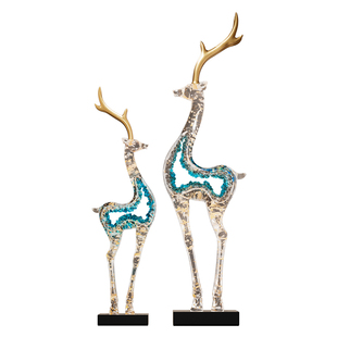 招财鹿玄关装饰摆件轻奢高档简约现代客厅壁龛工艺品乔迁新居礼物