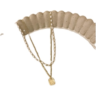 双层叠戴小米粒珍珠卫衣项链女轻奢小众高级感配饰气质百搭锁骨链