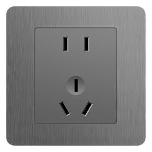 国际电工86型拉丝灰开关插座面板10a家用一开五孔USB多孔双控暗装