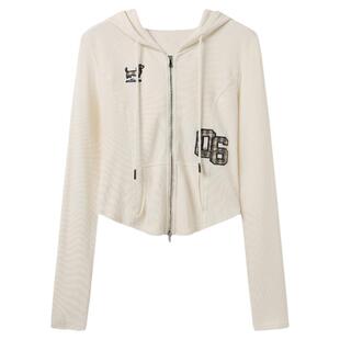 西町村屋休闲外套女2025秋新款学院风刺绣连帽卫衣外套XAAC10267