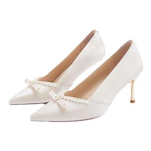 达芙妮高跟鞋女2026年新款夏季浅口单鞋子女新娘鞋婚纱秀禾婚鞋女