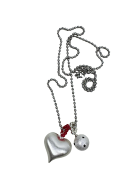 atmshop韩国ins博主可爱拉丝爱心波点圆球长项链高级叠戴毛衣链